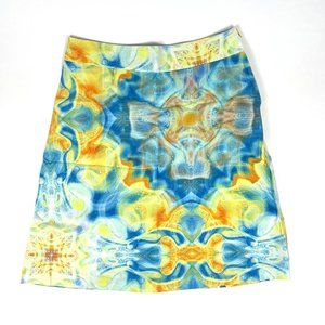 Handmade Cotton A-Line Skirt Sz. 4 Multi-Color Print Knee-Length